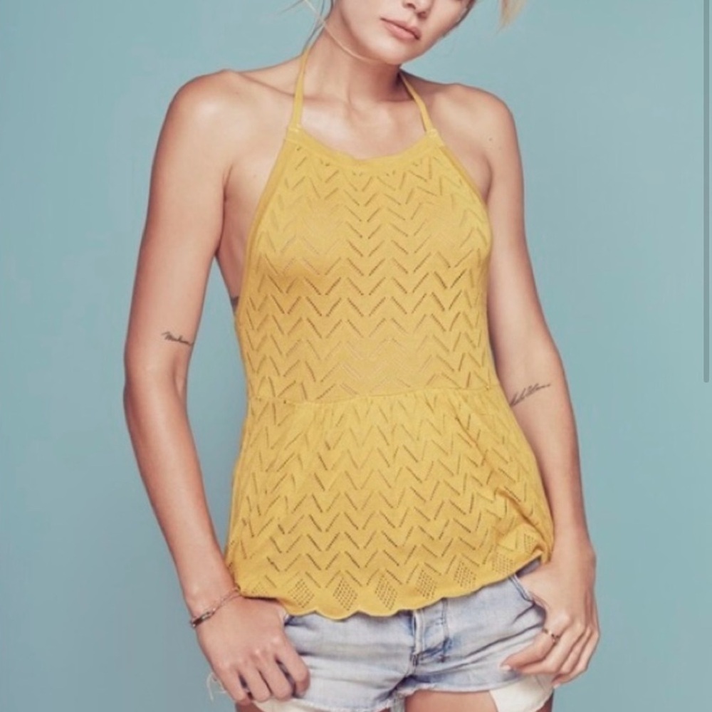 FOR LOVE & LEMONS KNITZ Lemon Drop Halter Neck Top